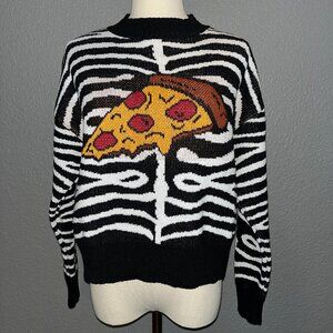ZARA PIZZA ZEBRA STRIPE JACQUARD KNIT SWEATER - NEW WITH TAGS - SIZE SMALL